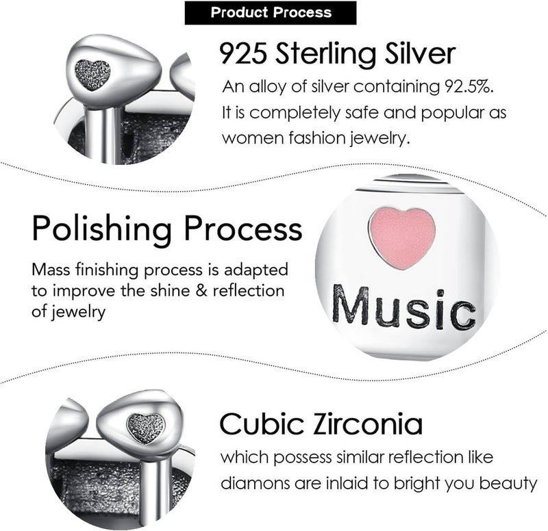 VALGACLS Mom Wife Daughter Love Heart Wedding Rings Charms 925 Sterling Silver Charms for Bracelets Necklace Valentine's Day Mother's Day Jewelry Charm for Women - Image 4